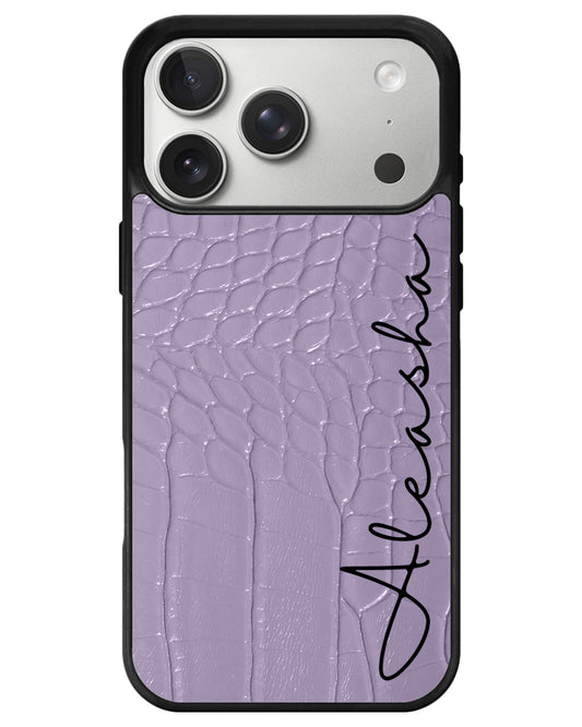 iPhone Textured Leather Case - Matte Croco Lilac