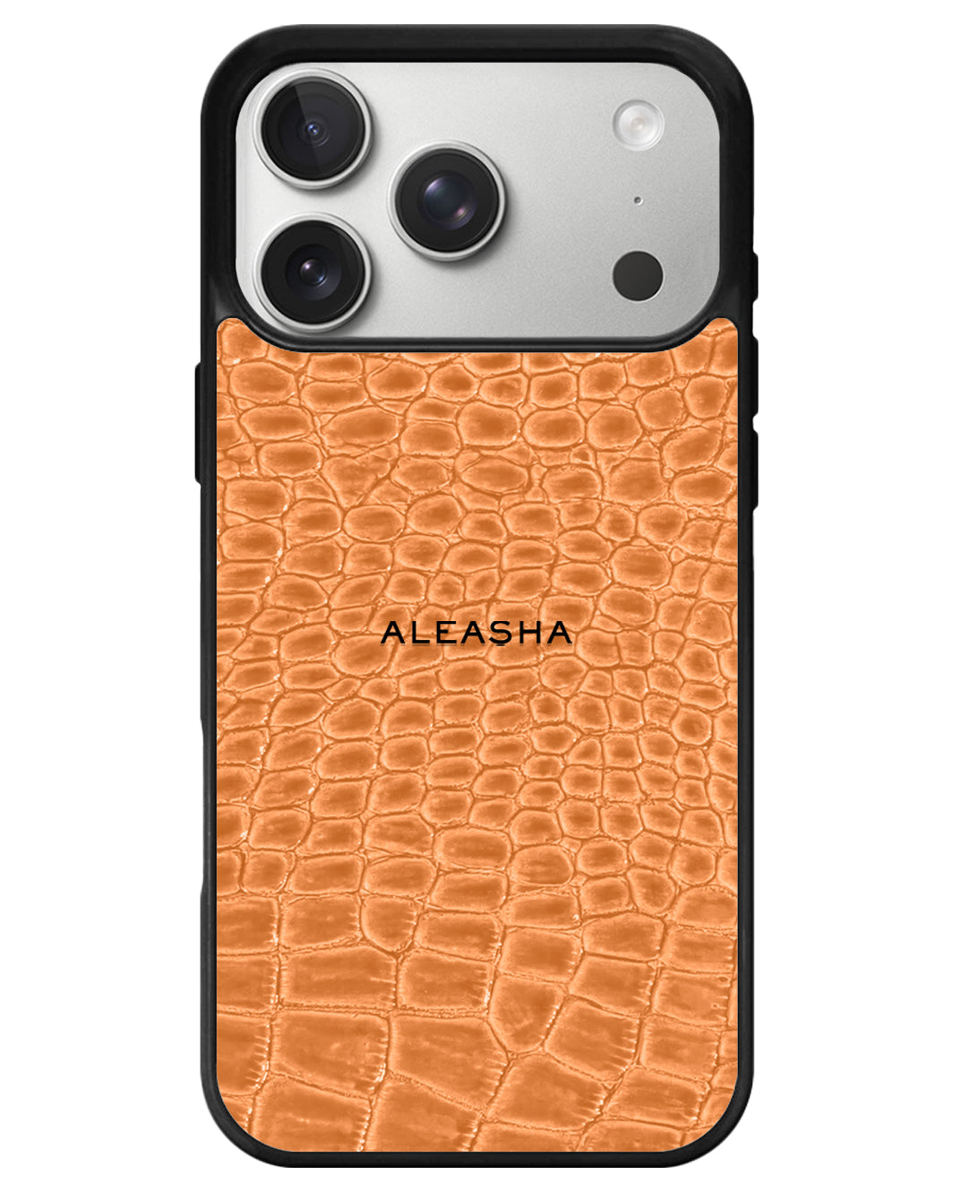 iPhone Textured Leather Case - Glossy Croco Peach