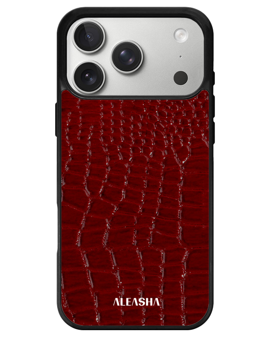 iPhone Textured Leather Case - Glossy Croco Red Wine
