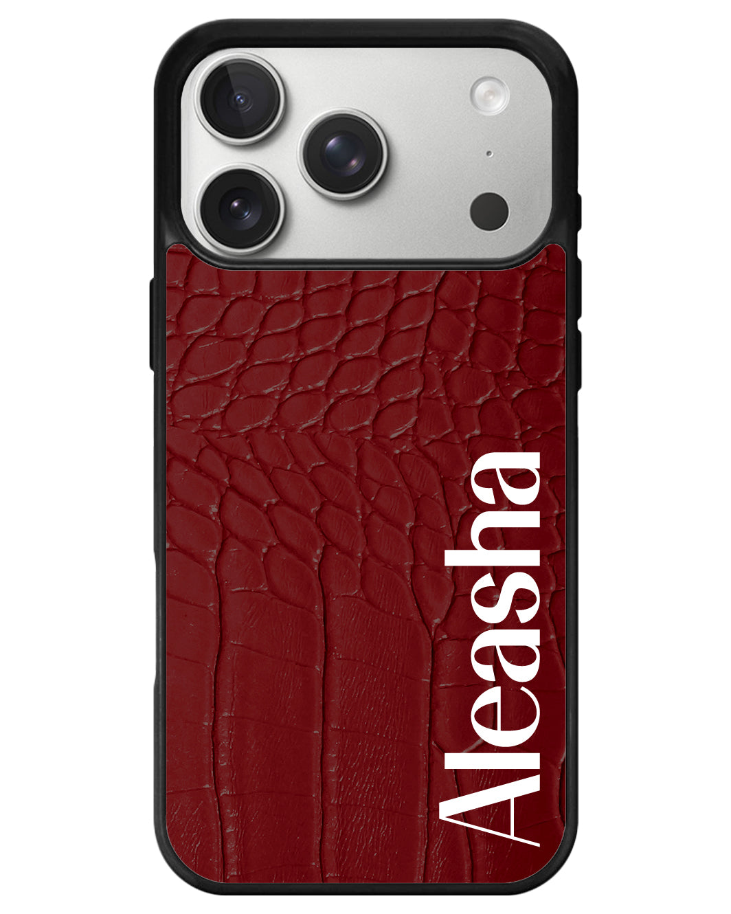 iPhone Textured Leather Case - Matte Croco Merlot Red Wine