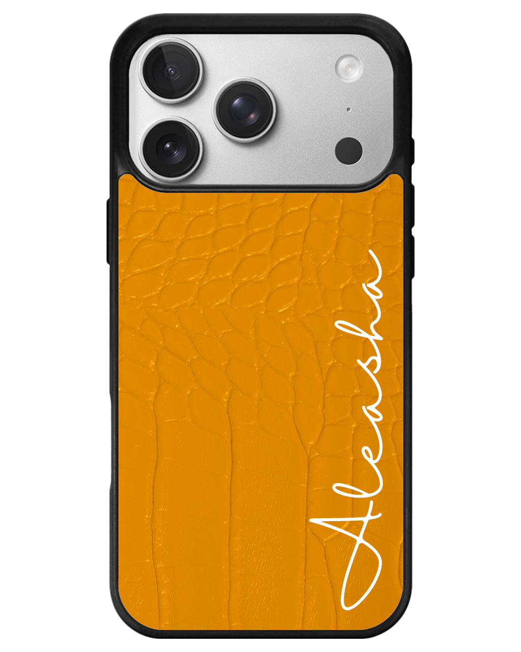 iPhone Textured Leather Case - Matte Croco Honey Yellow