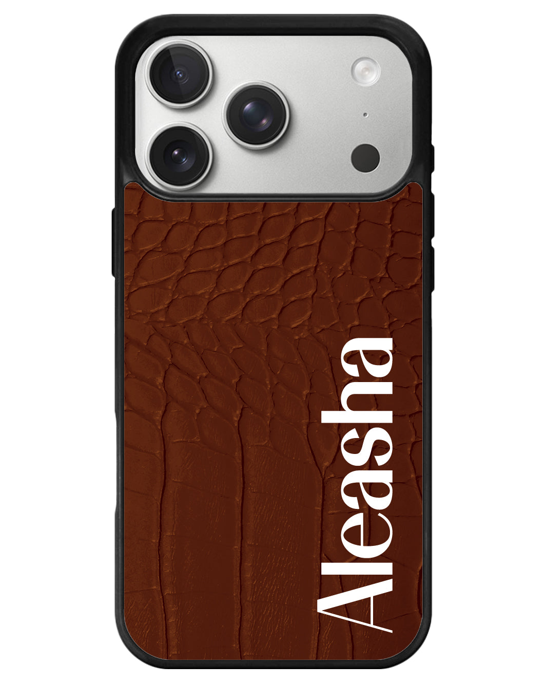 iPhone Textured Leather Case - Matte Croco Brick Brown