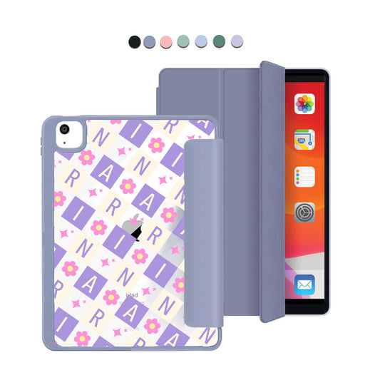 iPad Acrylic Flipcover - CUSTOM MONOGRAM 3.0 Flower Grid 3.0