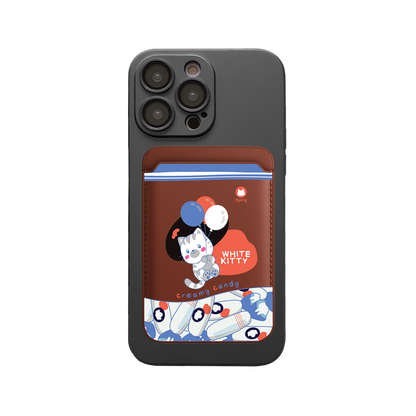 iPhone Magnetic Wallet Silicone Case - White Kitty