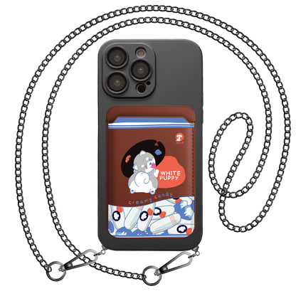 iPhone Magnetic Wallet Silicone Case - White Puppy
