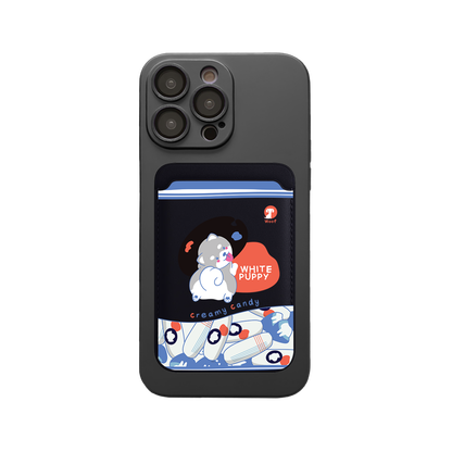 iPhone Magnetic Wallet Silicone Case - White Puppy