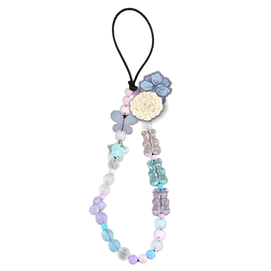 Beaded Strap with Acrylic Charm  - July Delphinium