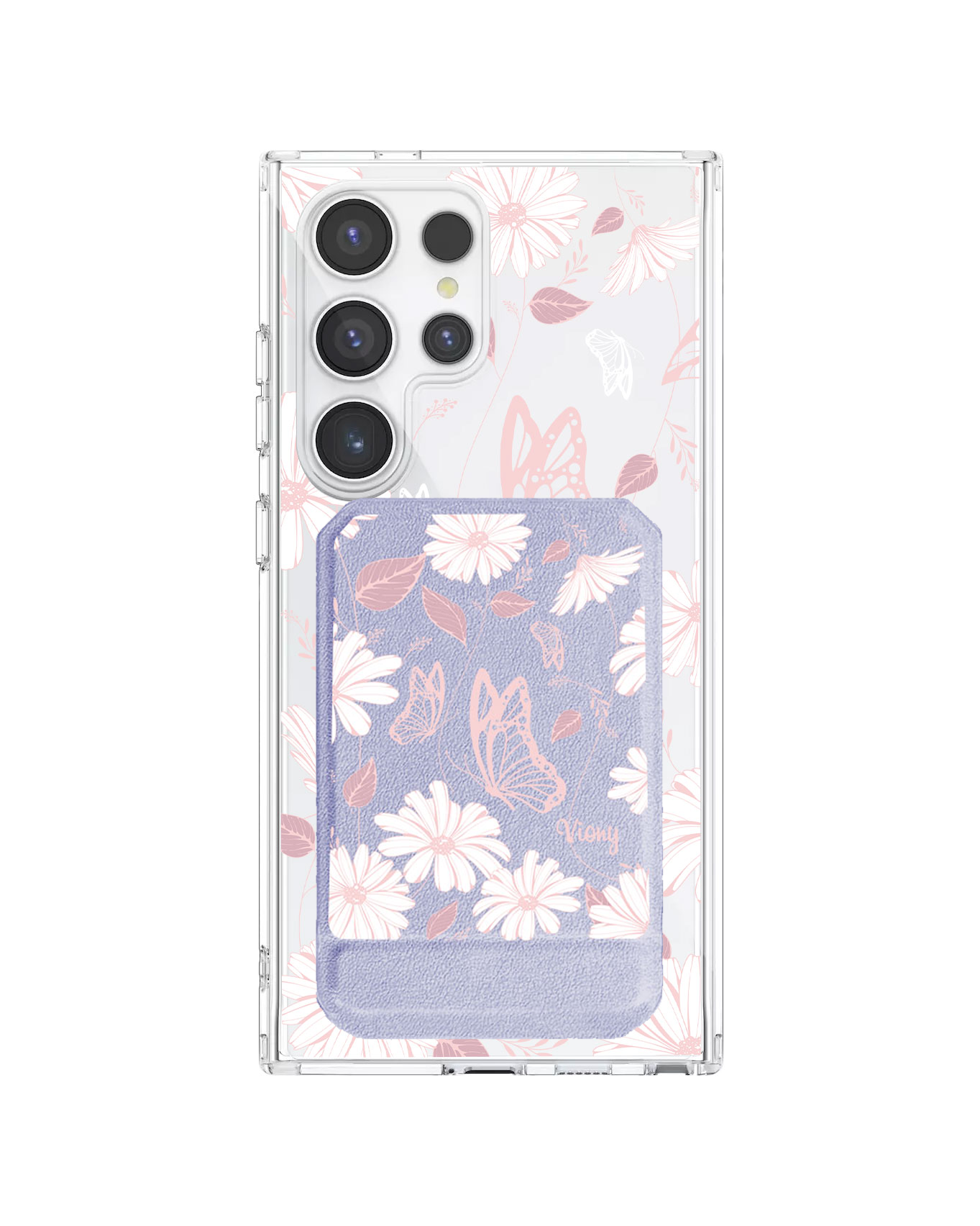 Android Magnetic Multifold Wallet - Butterfly & Daisy