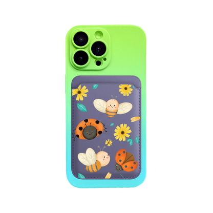iPhone Magnetic Wallet Silicone Case - Lady Bug & Bee
