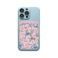 iPhone Magnetic Wallet Silicone Case - Pink&Blue Florals