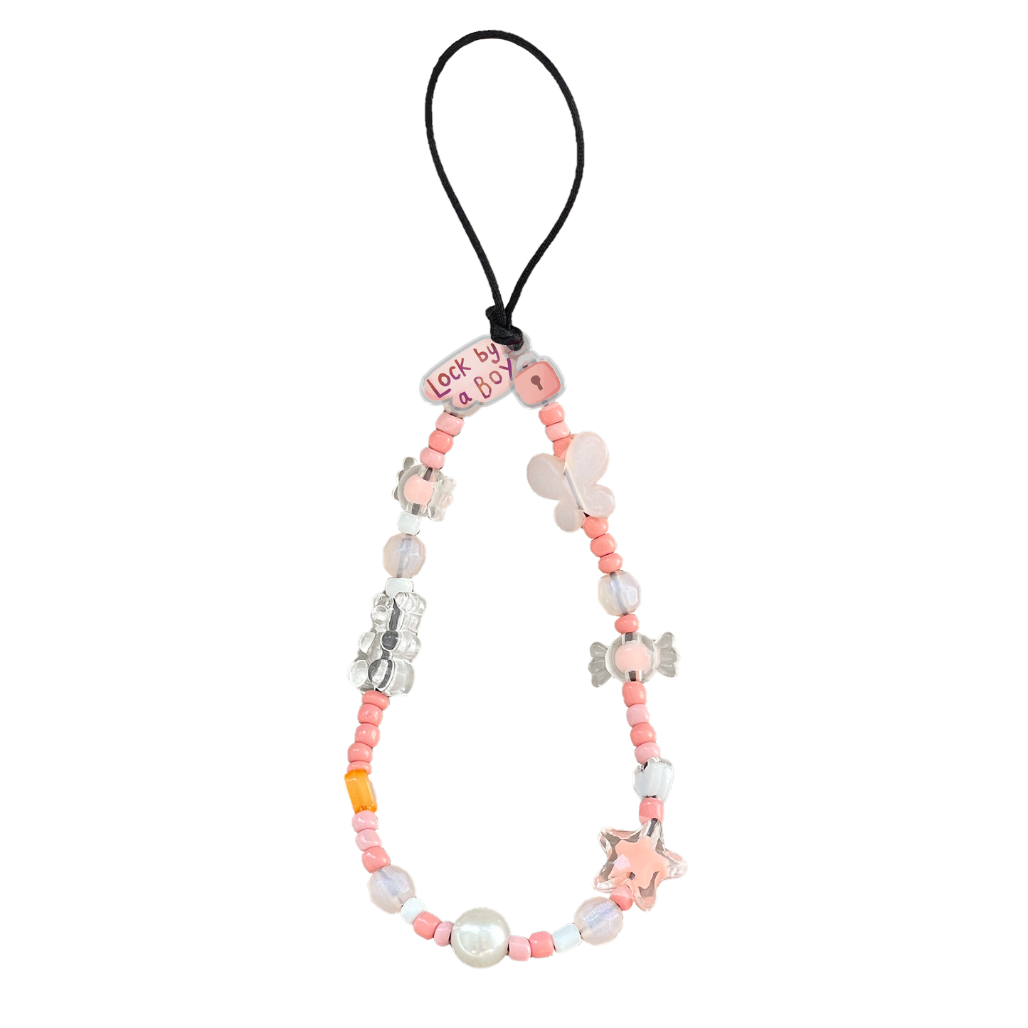 Beaded Strap with Acrylic Charm - Lock by a Boy