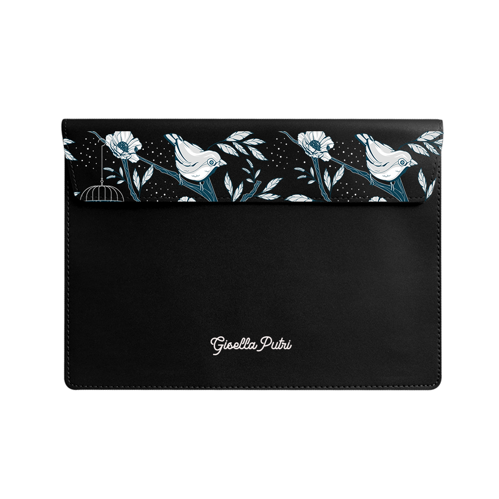 Vegan Leather Sleeve - Lovebird Monochrome