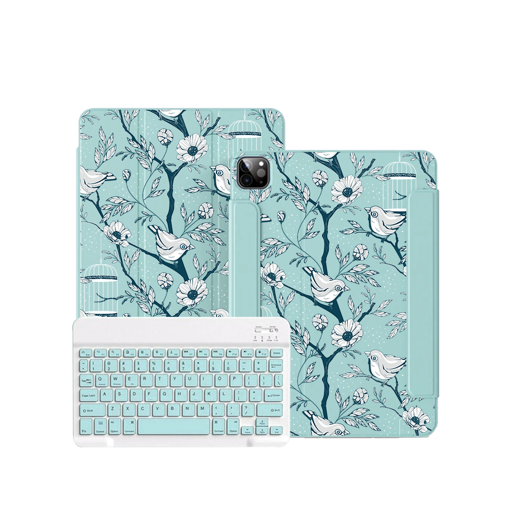 iPad / Android Tab Wireless Keyboard Flipcover - Lovebird Monochrome