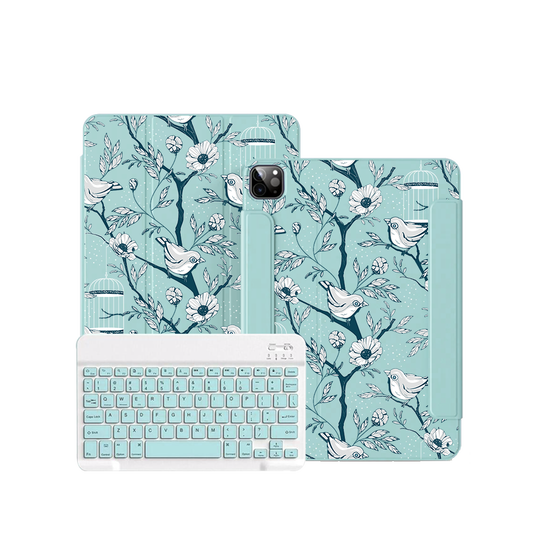 iPad / Android Tab Wireless Keyboard Flipcover - Lovebird Monochrome