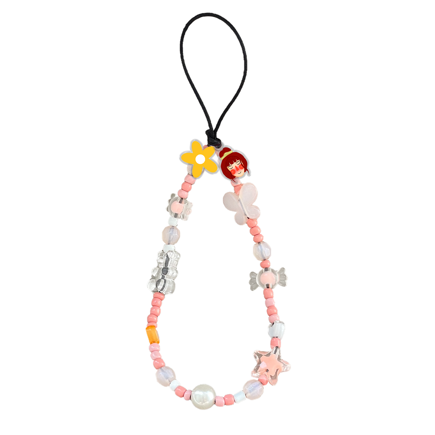 Beaded Strap with Acrylic Charm - Lovely Faces