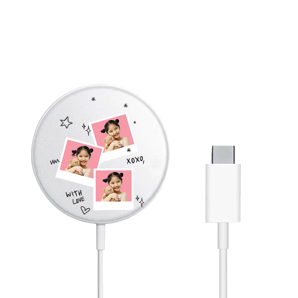 Magnetic Wireless Charger - Face Grid White Polaroid