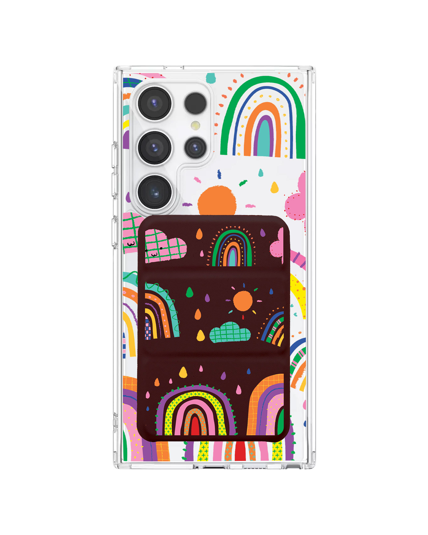 Android Magnetic Trifold Wallet Case - Rainbow