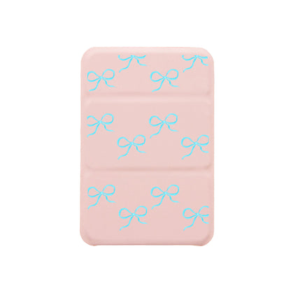 iPhone Magnetic Trifold Wallet Case - Coquette Blue Bow