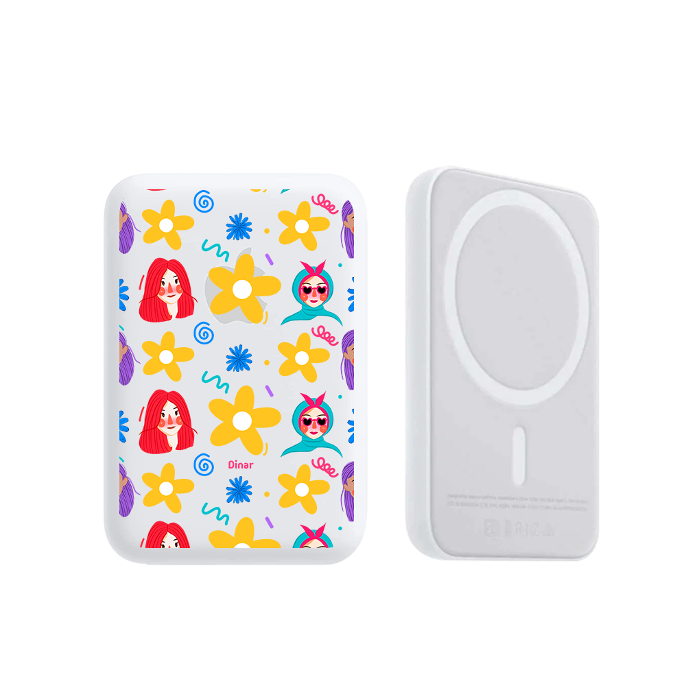 Magnetic Wireless Powerbank - Daisy Faces