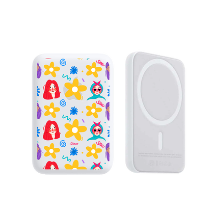 Magnetic Wireless Powerbank - Daisy Faces