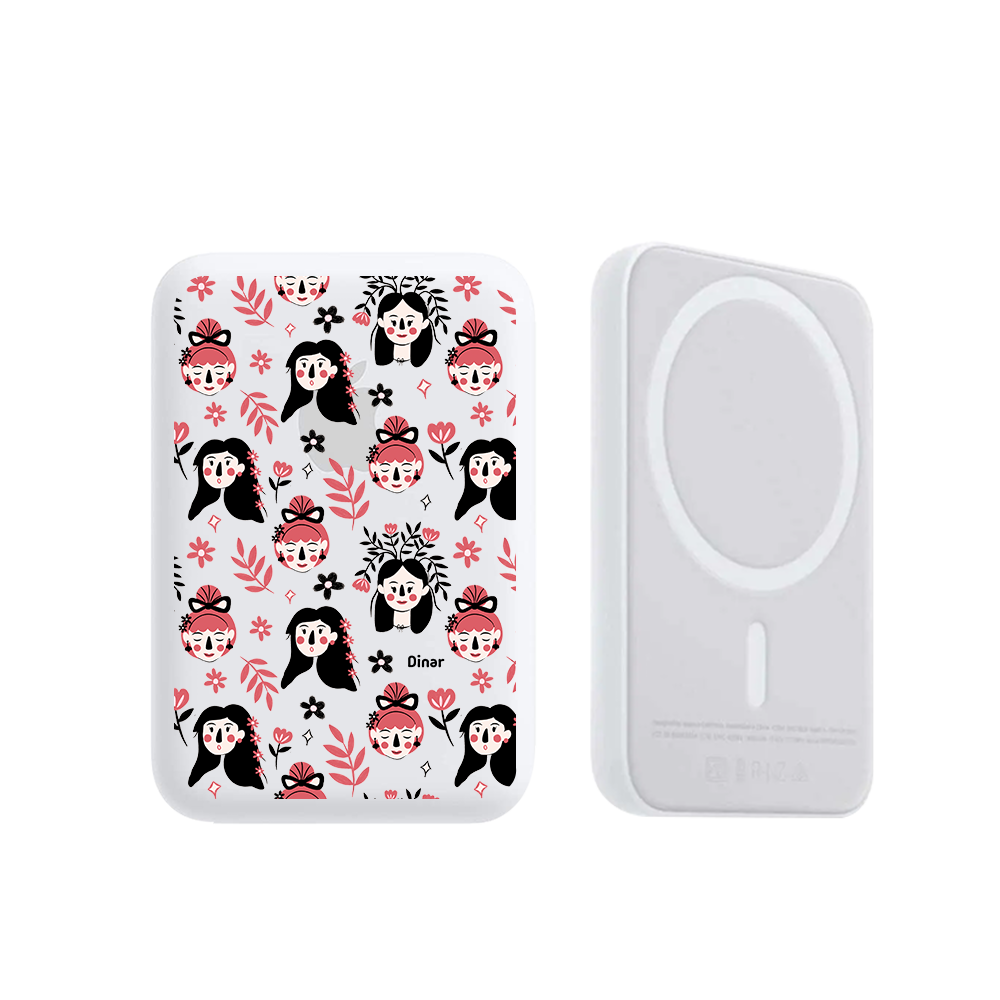 Magnetic Wireless Powerbank - Flowery Faces