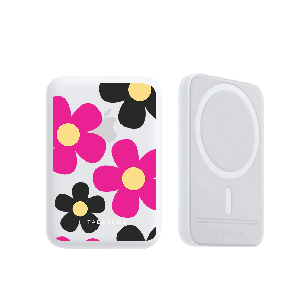 Magnetic Wireless Powerbank - Daisy Hot Pink