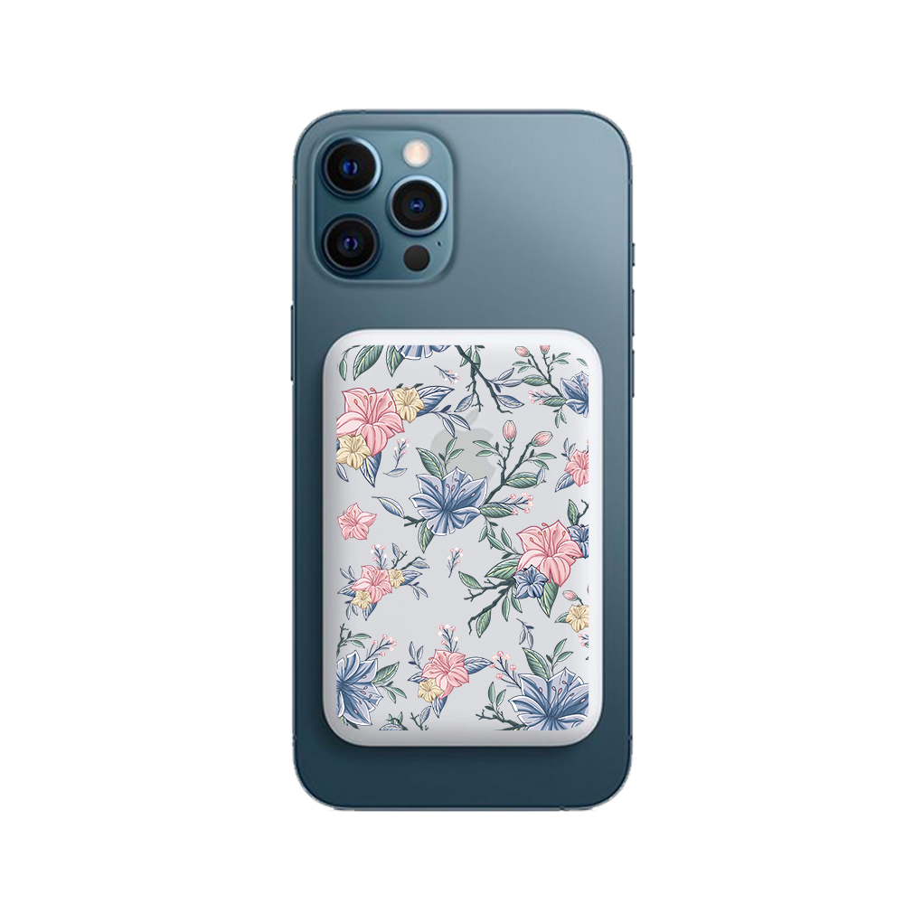 Magnetic Wireless Powerbank - Pink & Blue Florals