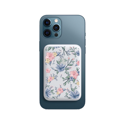 Magnetic Wireless Powerbank - Pink & Blue Florals