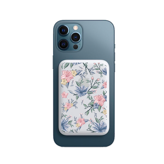 Magnetic Wireless Powerbank - Pink & Blue Florals