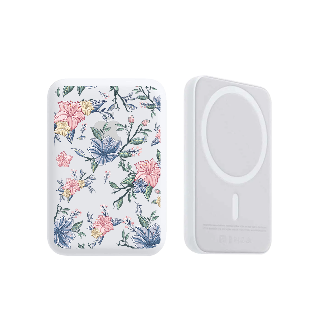 Magnetic Wireless Powerbank - Pink & Blue Florals