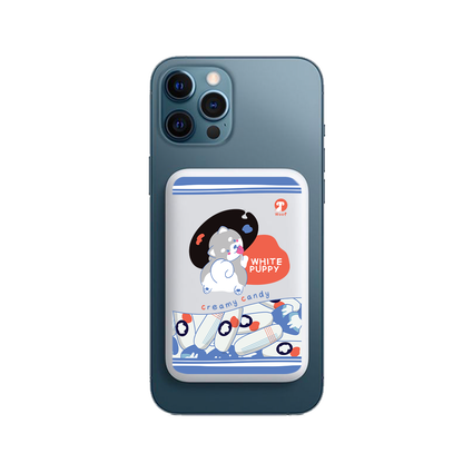 Magnetic Wireless Powerbank - White Puppy