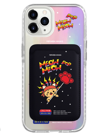 iPhone Magnetic Wallet Holo Case - Meow Pop 1.0