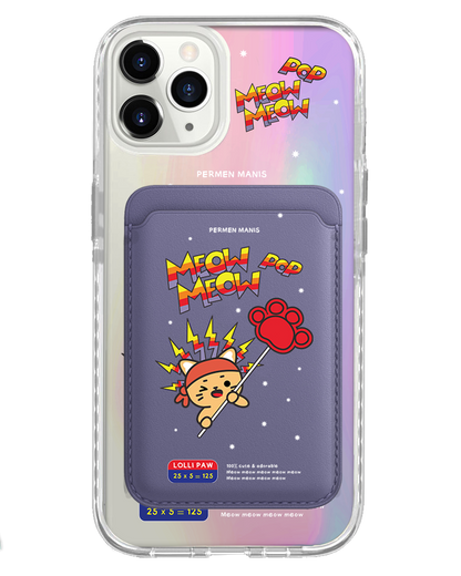 iPhone Magnetic Wallet Holo Case - Meow Pop 1.0