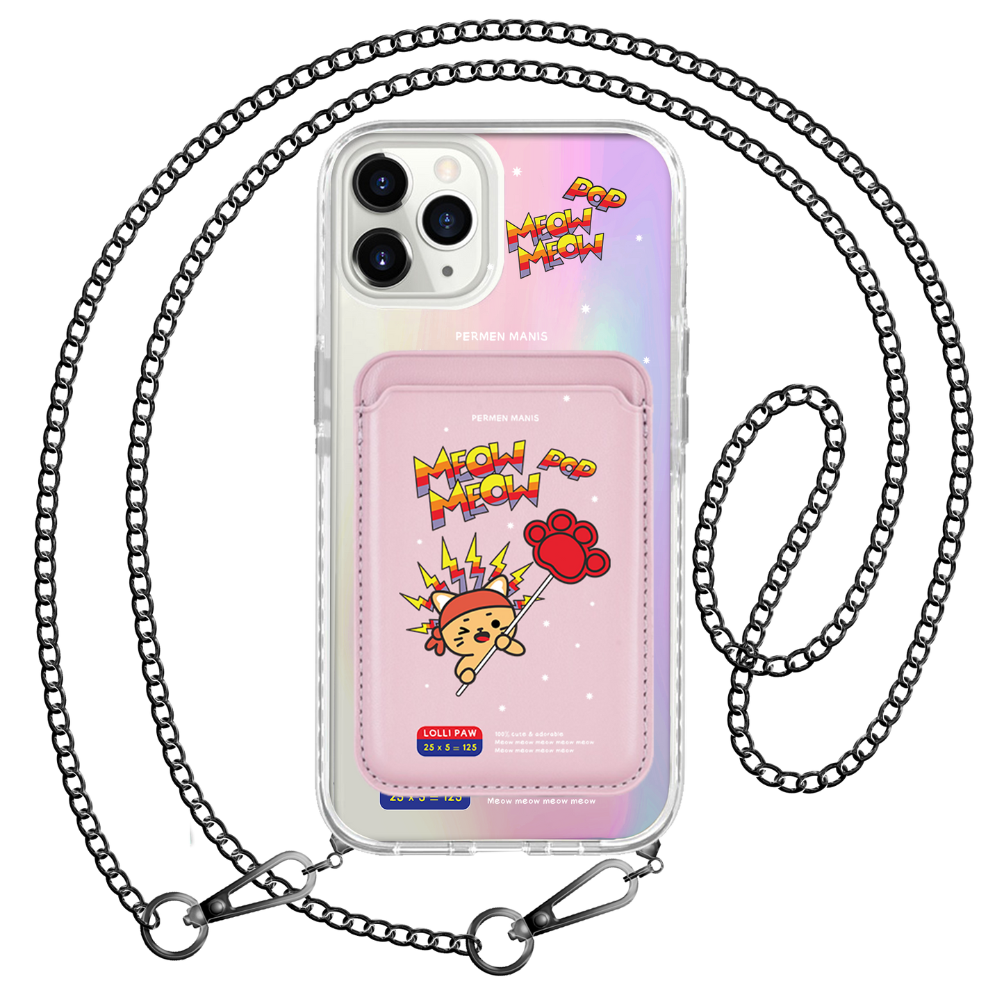 iPhone Magnetic Wallet Holo Case - Meow Pop 1.0