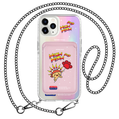 iPhone Magnetic Wallet Holo Case - Meow Pop 1.0