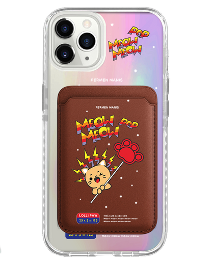 iPhone Magnetic Wallet Holo Case - Meow Pop 2.0
