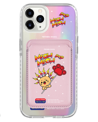 iPhone Magnetic Wallet Holo Case - Meow Pop 2.0