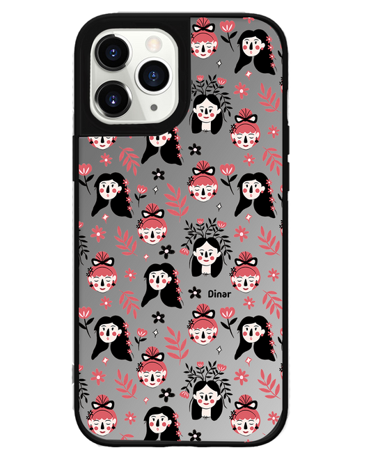 iPhone Mirror Grip Case - Flowery Faces