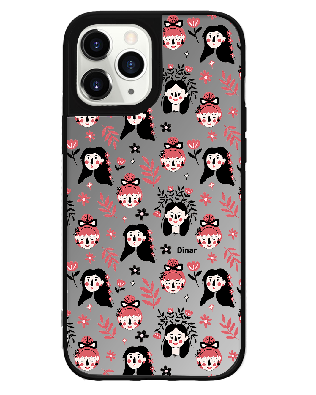 iPhone Mirror Grip Case - Flowery Faces