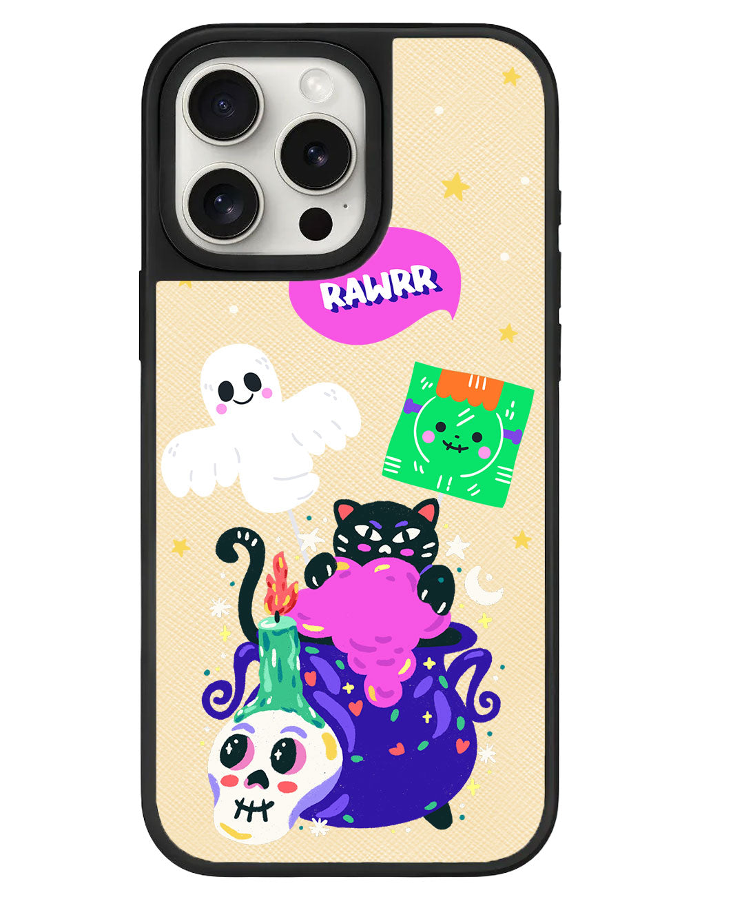 iPhone Leather Grip Case - Cat Monster