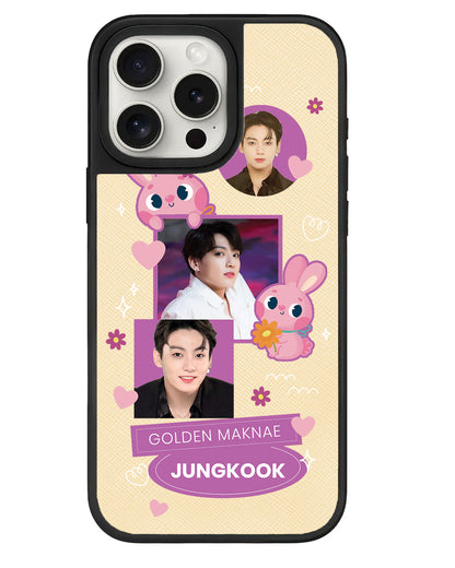 iPhone Leather Grip - Face Grid Bunny