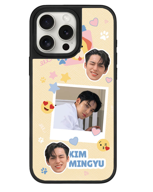 iPhone Leather Grip - Face Grid Polaroid