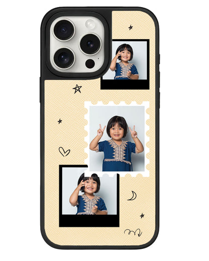 iPhone Leather Grip - Face Grid Black Polaroid