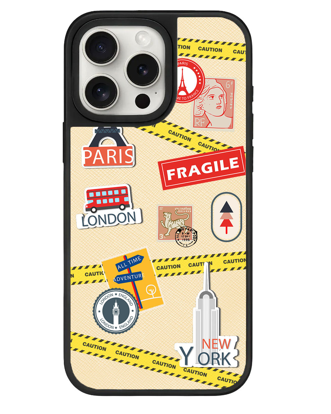 iPhone Leather Grip Case - Travel Sticker