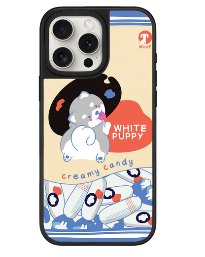 iPhone Leather Grip - White Puppy