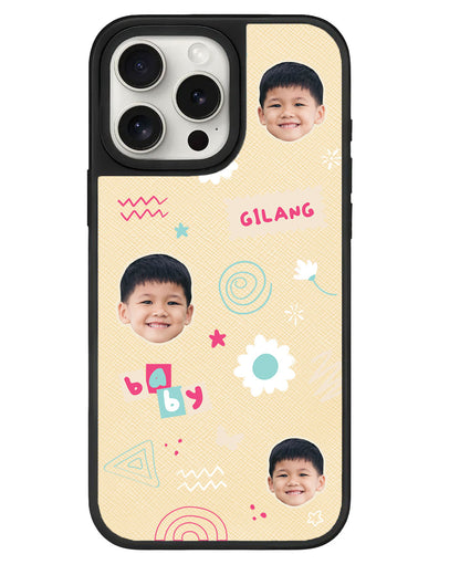 iPhone Leather Grip - Face Grid Abstract