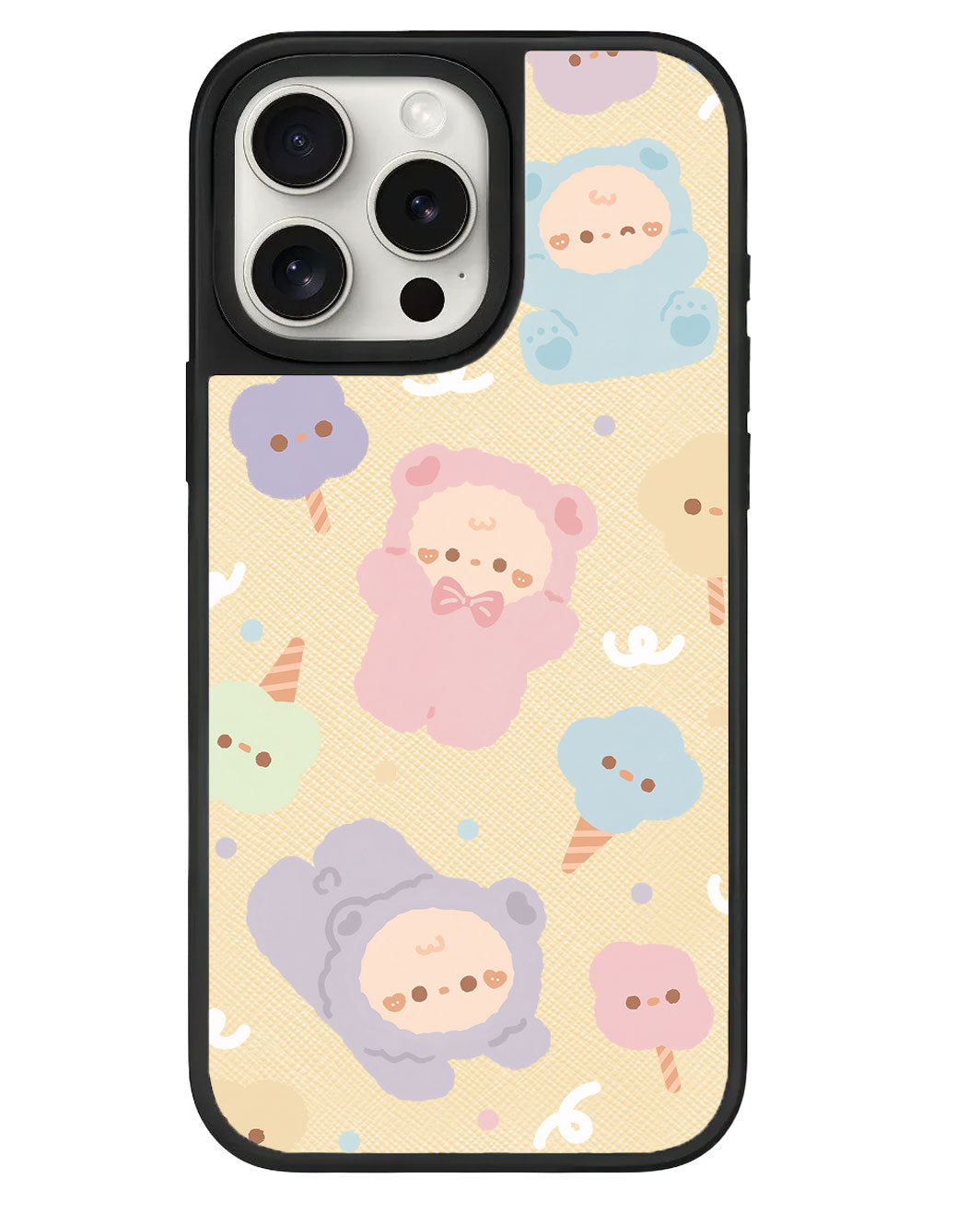 iPhone Leather Grip Case - Cotton Teddy