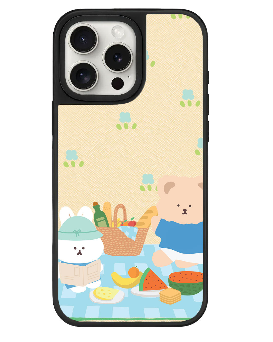 iPhone Leather Grip - Picnic Bear Blue