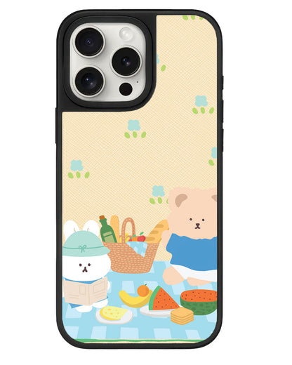 iPhone Leather Grip - Picnic Bear Blue
