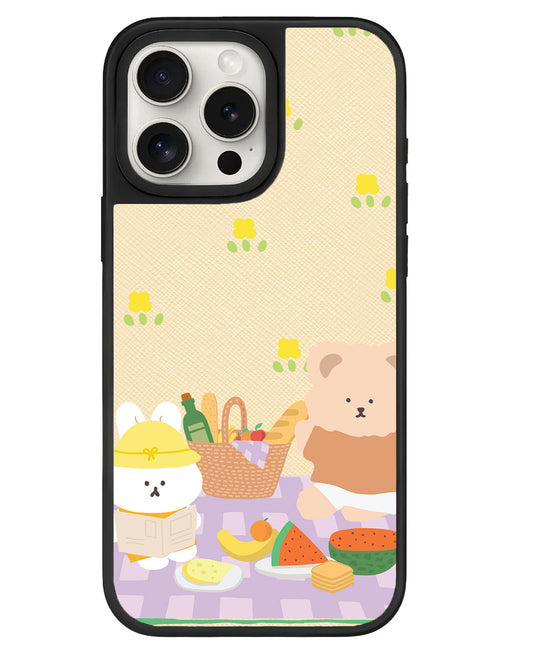 iPhone Leather Grip - Picnic Bear Lilac